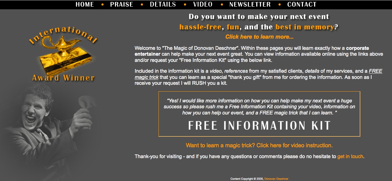 Old Web-Site (Full Size) The way-past-due (old) donovandeschner.com.
